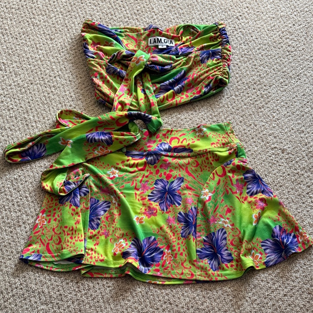 I.AM.GIA Green and Purple Floral Set